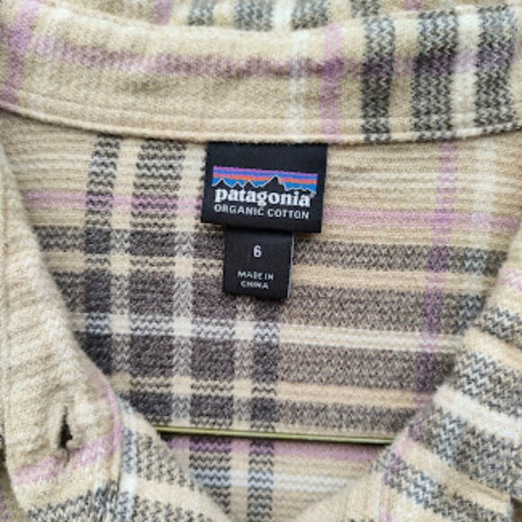 PATAGONIA | Brown Long Sleeve Fjord Plaid Flannel Cotton Shirt Mojave Khaki 6 - Picture 9 of 11